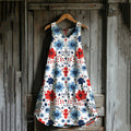 Vintage Loose Independence Day American Floral Patriotic Fourth Of July Art Linen Tank Dress artswardrobe