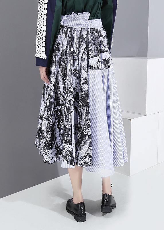 Fall New Wild Patchwork Skirts High Waist Asymmetric Maxi Skirts