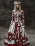 Comstylish Halloween Ghost Bride Women's Cosplay Cotton And Linen Dress