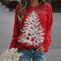 Comstylish Women's Trendy Christmas Tree Printed Sweatshirt