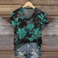 Retro Floral Print Casual T-shirt artswardrobe