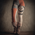 Halloween Funny Pumpkin Element Women's Knitted Tight-fitting Leggings elevenforest