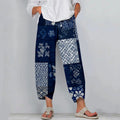 Comstylish Vintage Japanese Sashiko Patchwork Linen Cropped Pants