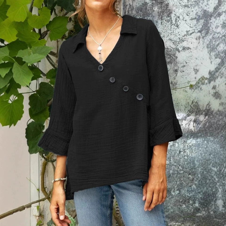 Women's Solid Color Linen Vintage Shirt artswardrobe