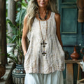 Vintage Lace Art Women's Linen Tank Top artswardrobe