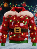 Comstylish Christmas Lights Santa Hat Hoodie