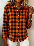 Women's Casual Contrast Plaid Print Shirt 