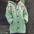 Vintage Floral Pattern Icelandic Knit Cozy Cardigan Sweater elevenforest