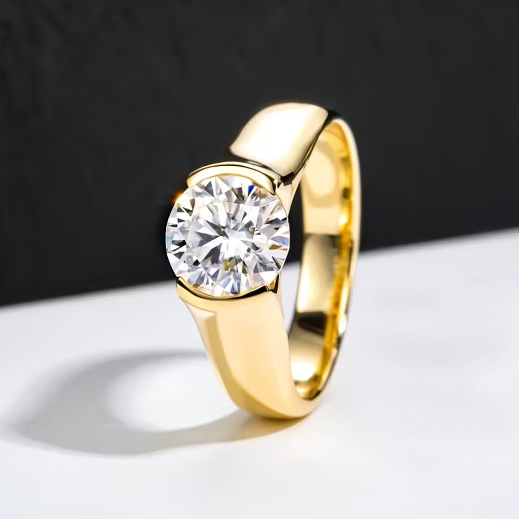 Round Solitaire Gold Zirconia Ring