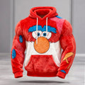 Comstylish Men's Fun Christmas Santa Claus Face Color Block Flannel Hoodie
