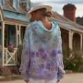 Women's Retro Purple Rose Gradient Pattern Casual Comfort Hoodie artswardrobe