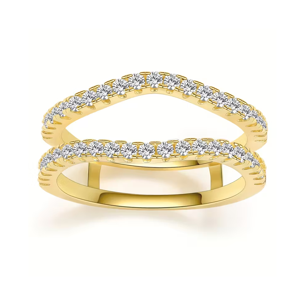 Elegant Double-Layer Gold Bright Ring