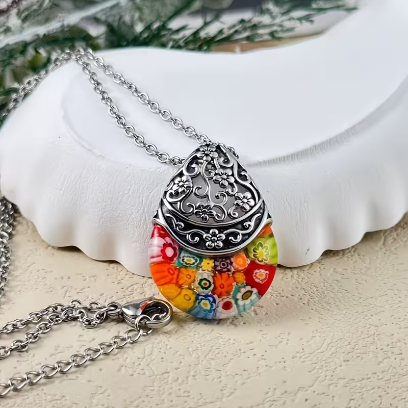Floral Teardrop Necklace