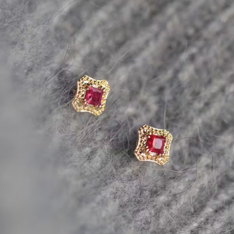 Ruby Vintage Stud Earrings