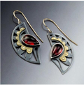 Vintage Arch Earrings in Silver and Red Crystal