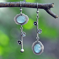 Vintage Blue Crystal Earrings in Silver