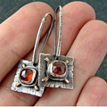 Vintage Square Red Crystal Earrings