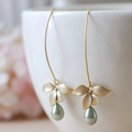 Elegant Dangling Olive Pearl Earrings