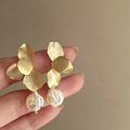 Elegant Golden Petal Baroque Pearl Earrings