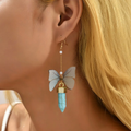 Vintage Butterfly Dangling Stone Earrings