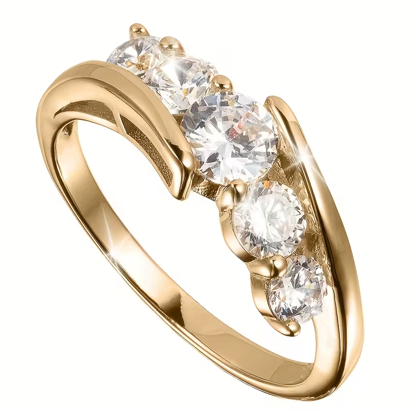 Elegant Luxury 14K Gold Zirconia Ring