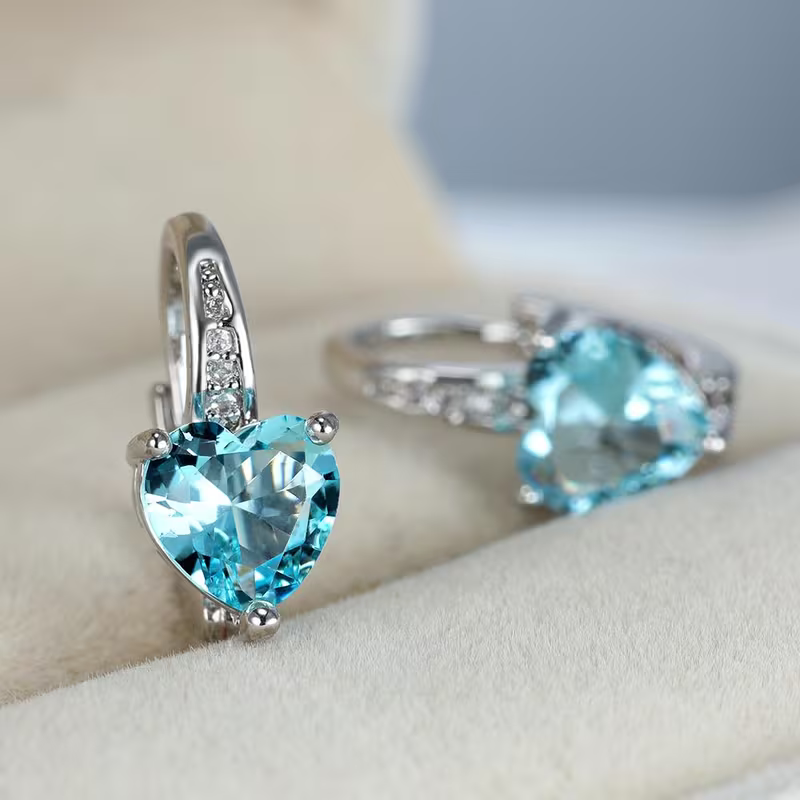 Sapphire Heart Earrings
