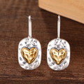 Golden Heart Pebble Drop Earrings