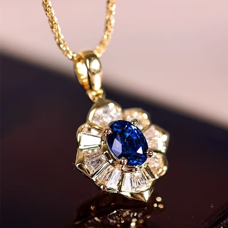 Sapphire Sunburst Necklace