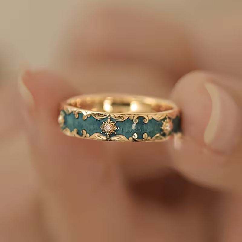 Teal Filigree Ring