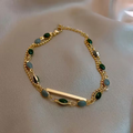 Green Gem Double-Layer Bracelet