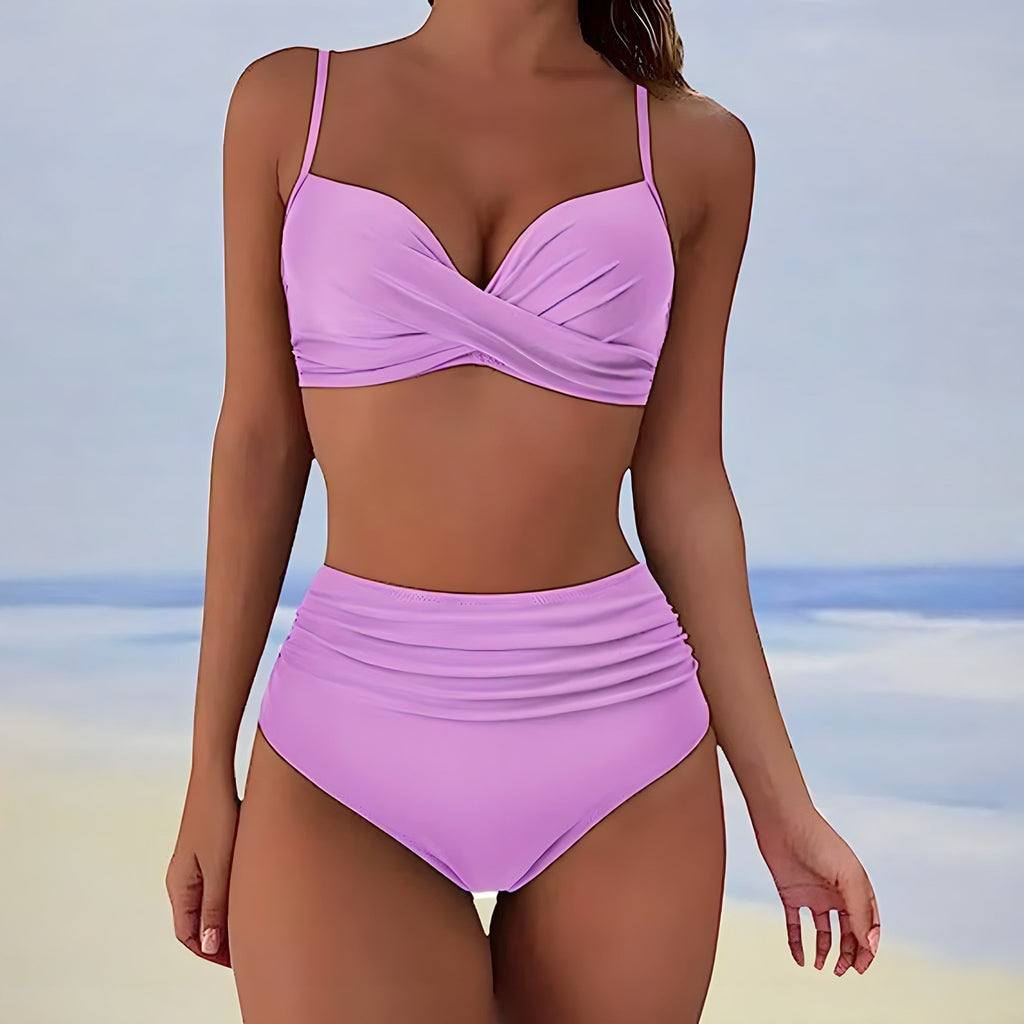 KS | Bikini with high waist and twist front top