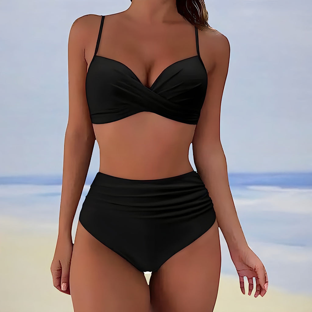 KS | Bikini with high waist and twist front top