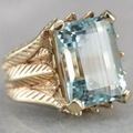 Vintage Blue Glass Golden Ring