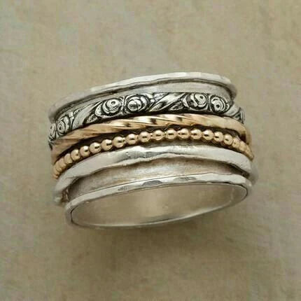 Vintage Silver & Gold Beads Ring