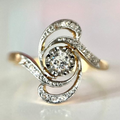 Vintage Spiral Zirconia Gold Ring