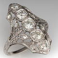 Vintage Zirconia Shield Silver Ring
