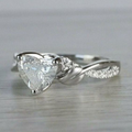 Vintage Inlaid Crystal Heart Silver Ring