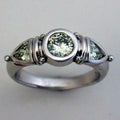Vintage Green Glass Silver Ring
