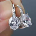 Vintage Square Silver Glass Earrings