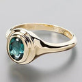 Vintage Inlaid Blue Crystal Gold Ring