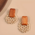 Vintage Brown White Earrings