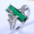 Green Crystal Silver Ring