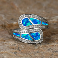 Blue Opal Silver Open Ring