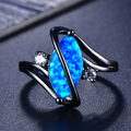 Blue Opal Dark Silver Ring