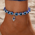 Blue Crystal Silver Ankle Bracelet