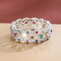 Colorful Hollow Bright Silver Ring