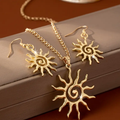 Solar Golden Set Earrings + Necklace