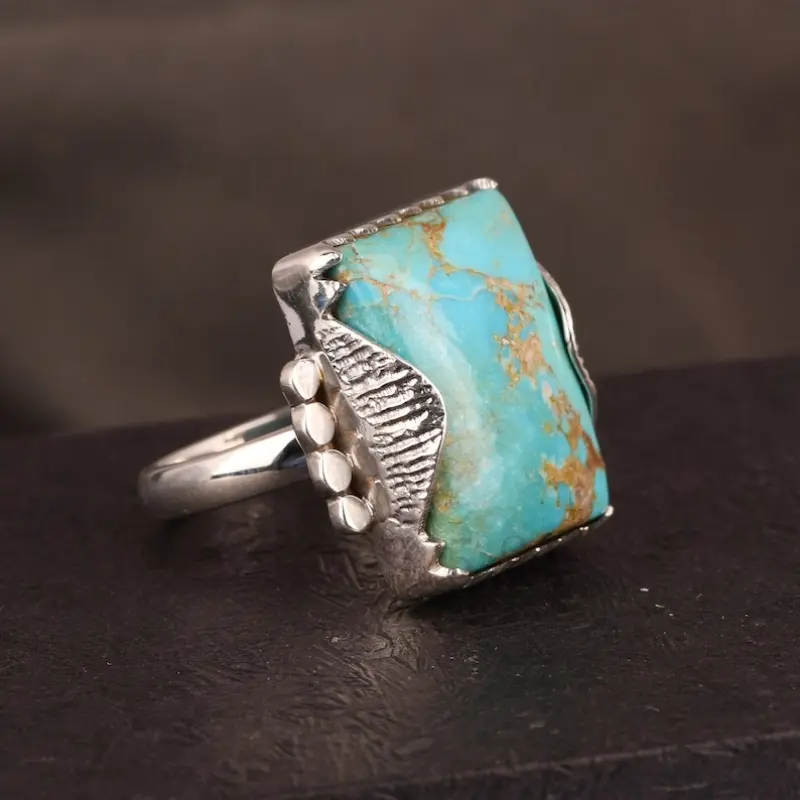 Vintage Rectangular Blue Stone Ring