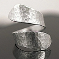 Adjustable Silvered Spiral Ring