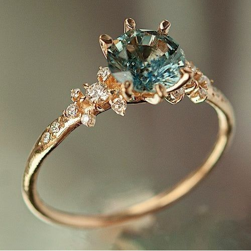 Green Crystalline Golden Ring